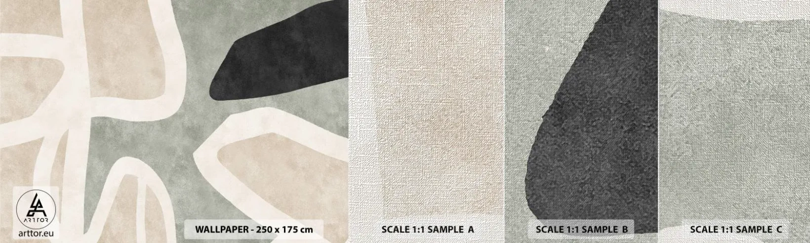 Fototapeten Muster Premium Canvas - Komposition mit schwarzem Motiv - Abstraktion, Minimalismus, Moderne Kunst - 100x30 cm