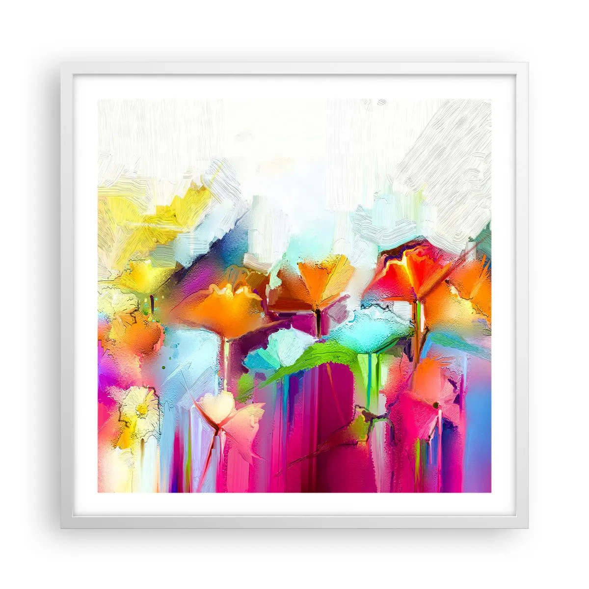 Poster in einem weißen Rahmen - Der Regenbogen ist aufgeblüht - 60x60 cm