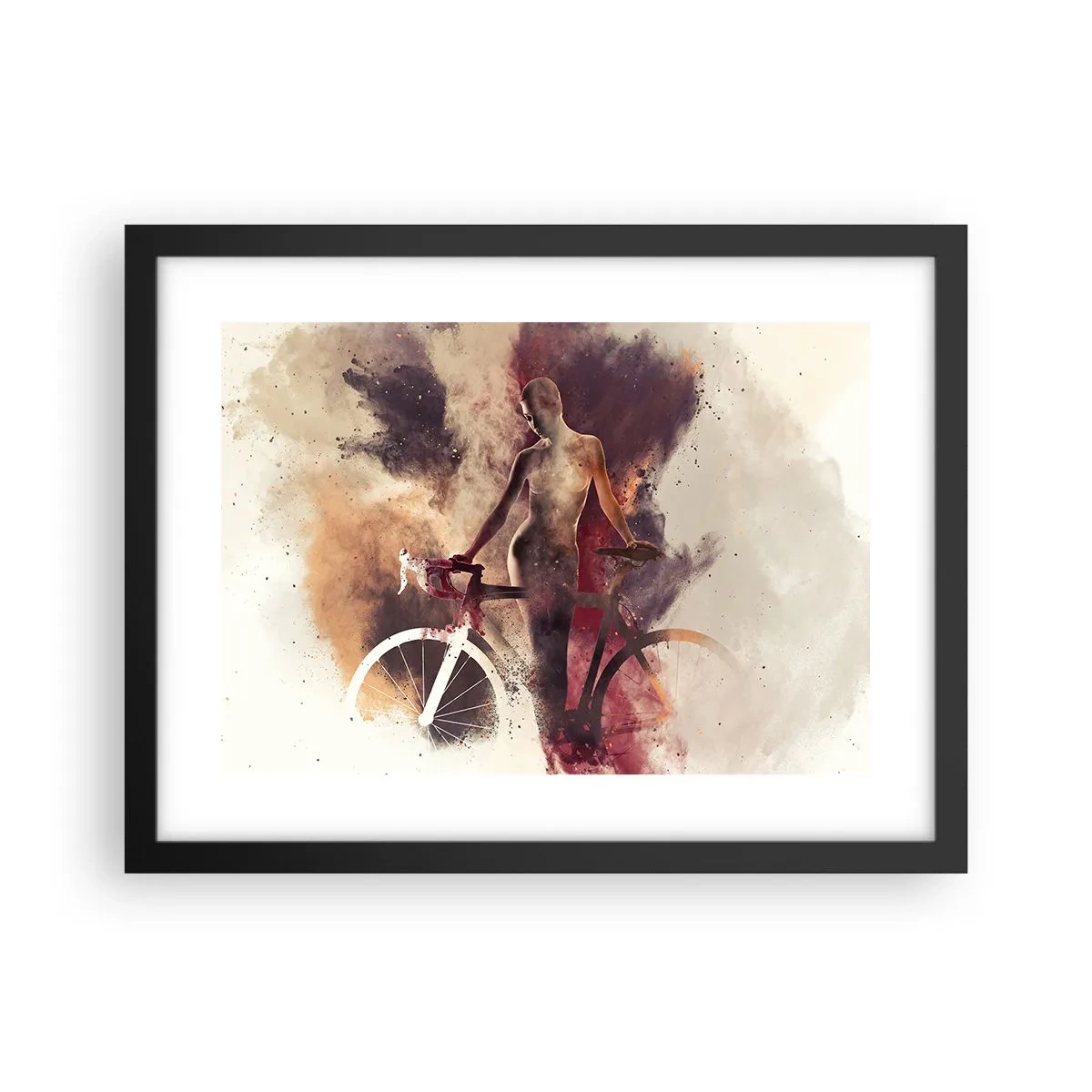 Poster in einem schwarzem Rahmen - Eine Fahrradseele in Marmorformen - 40x30 cm