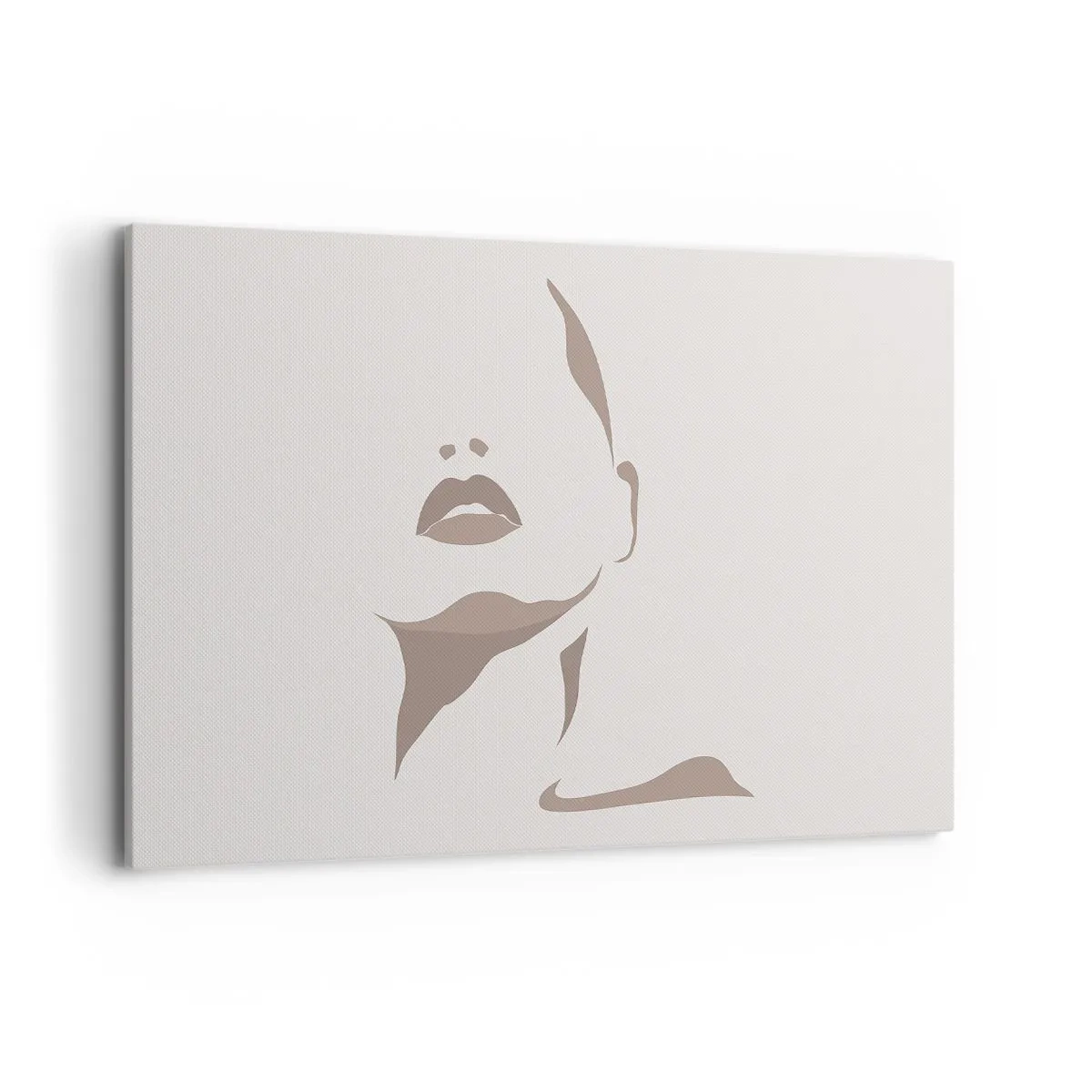 Bild auf Leinwand - Leinwandbild - Minimalistische Kontur eines Frauengesichts in zarten Beigetönen - 120x80cm - Aus Licht und Schatten - Moderne Wanddekoration für Wohnzimmer und Schlafzimmer ARTTOR