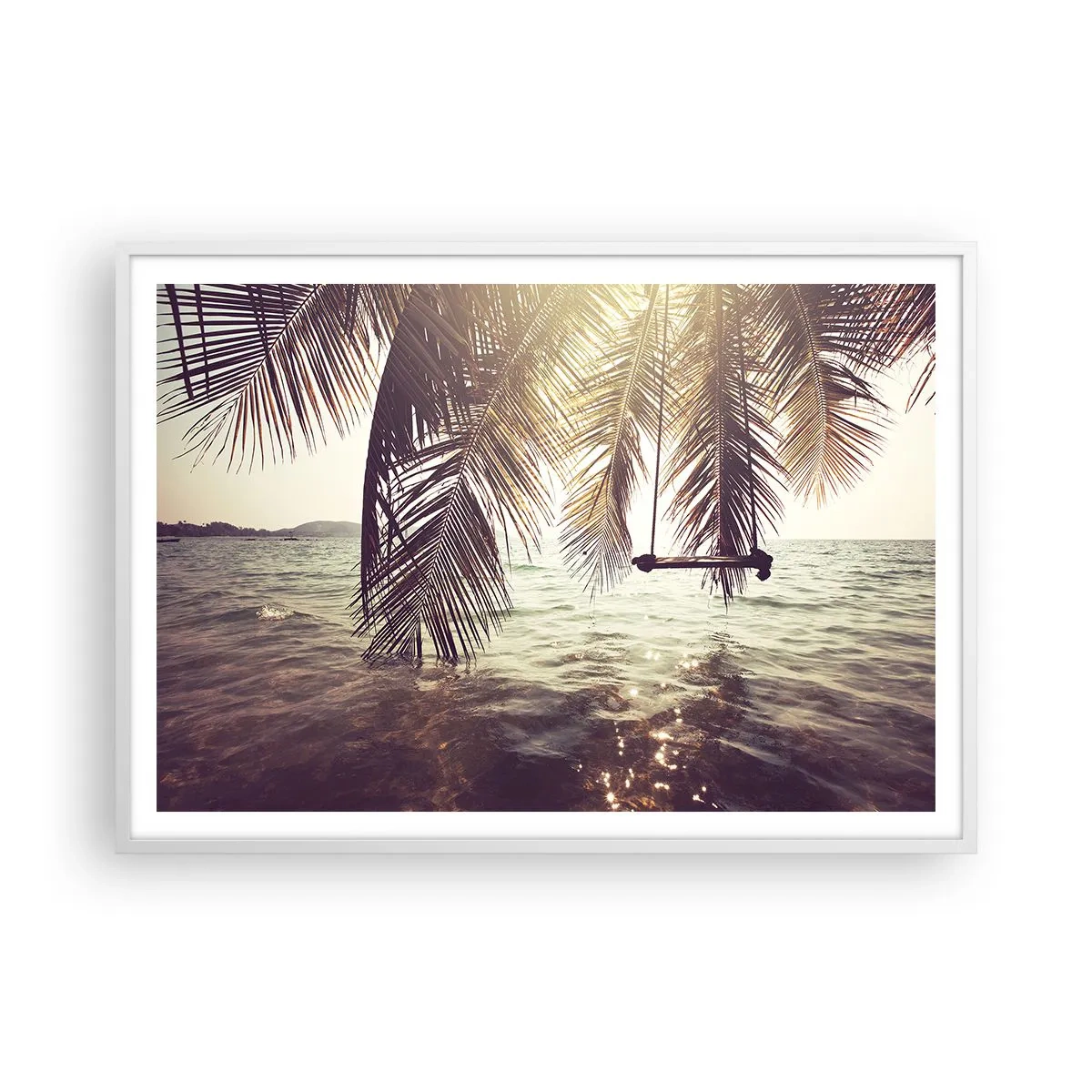 Poster in einem weißen Rahmen - Sie können nach Belieben in den Wolken schwingen - 100x70 cm