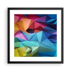 Poster in einem schwarzem Rahmen - Regenbogen-Origami - 40x40 cm