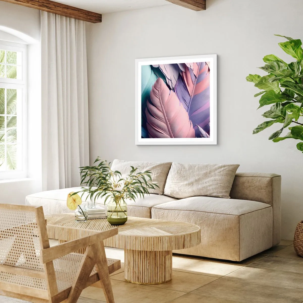 Poster in einem weißen Rahmen - Vogel-Chic - 50x50 cm