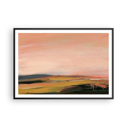 Poster in einem schwarzem Rahmen - Eine Landschaft in Rosa- und Goldtönen - 100x70cm - In Rosatönen - Moderne Wanddekoration für Wohnzimmer und Schlafzimmer ARTTOR