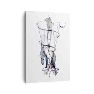 Bild auf Leinwand - Leinwandbild - Eine subtile Zeichnung einer Hand mit einer zarten Blume - 70x100cm - Touch-Studie - Moderne Wanddekoration für Wohnzimmer und Schlafzimmer ARTTOR