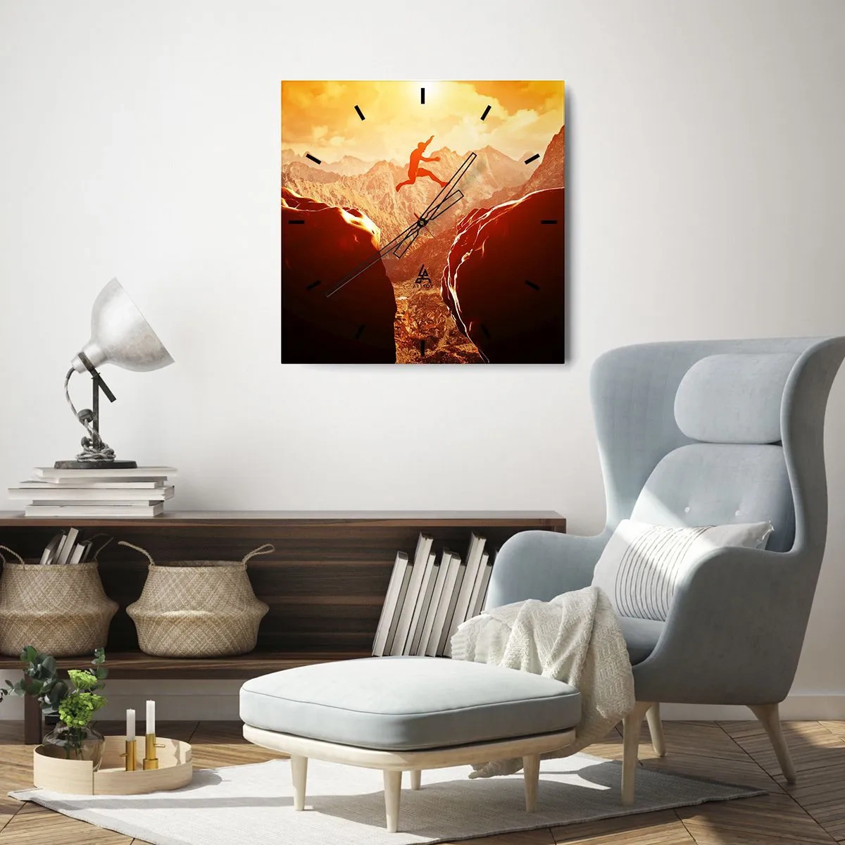 Wanduhr - Glasuhr - Grenzen überschreiten - 40x40 cm