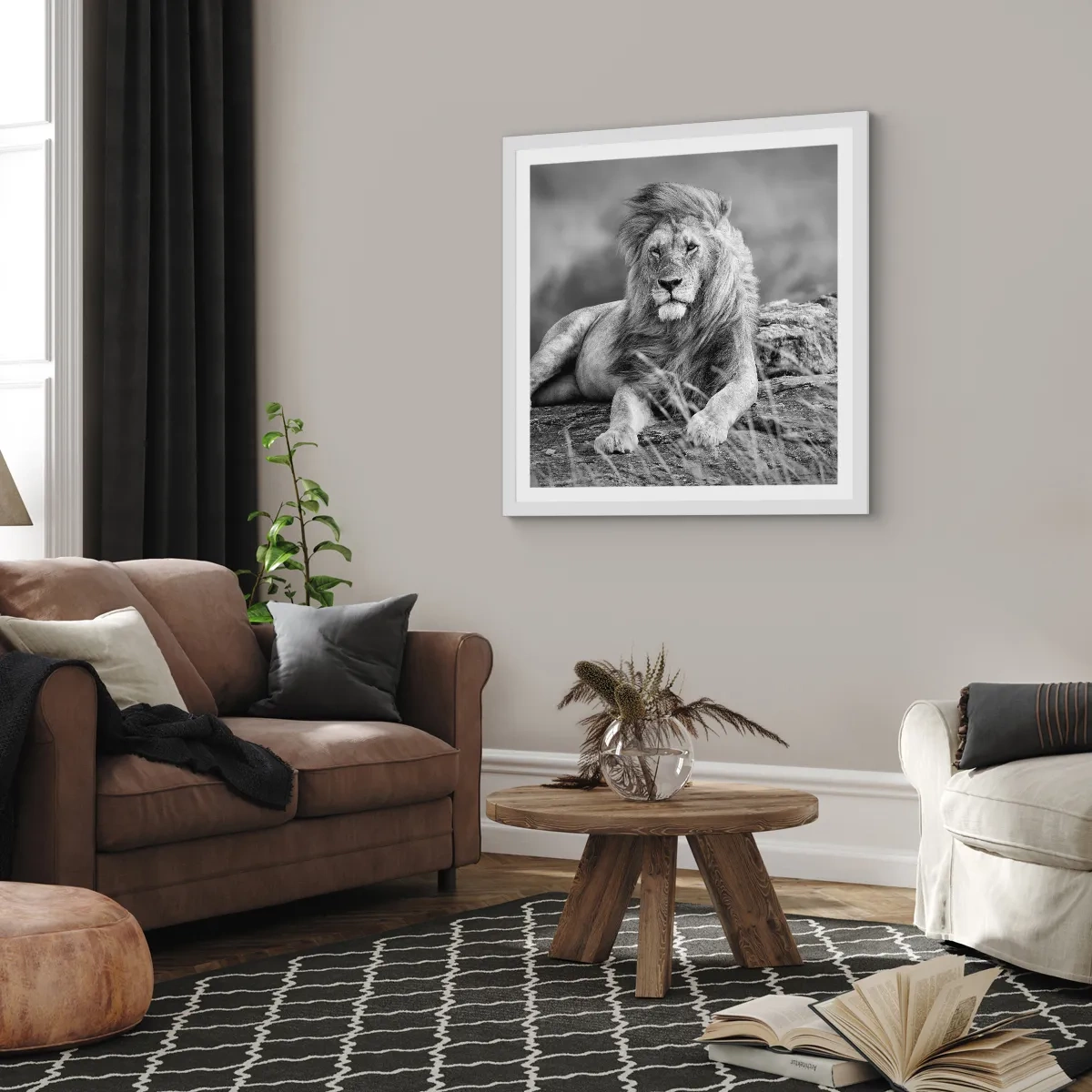 Poster in einem weißen Rahmen - Königliche Siesta - 60x60 cm