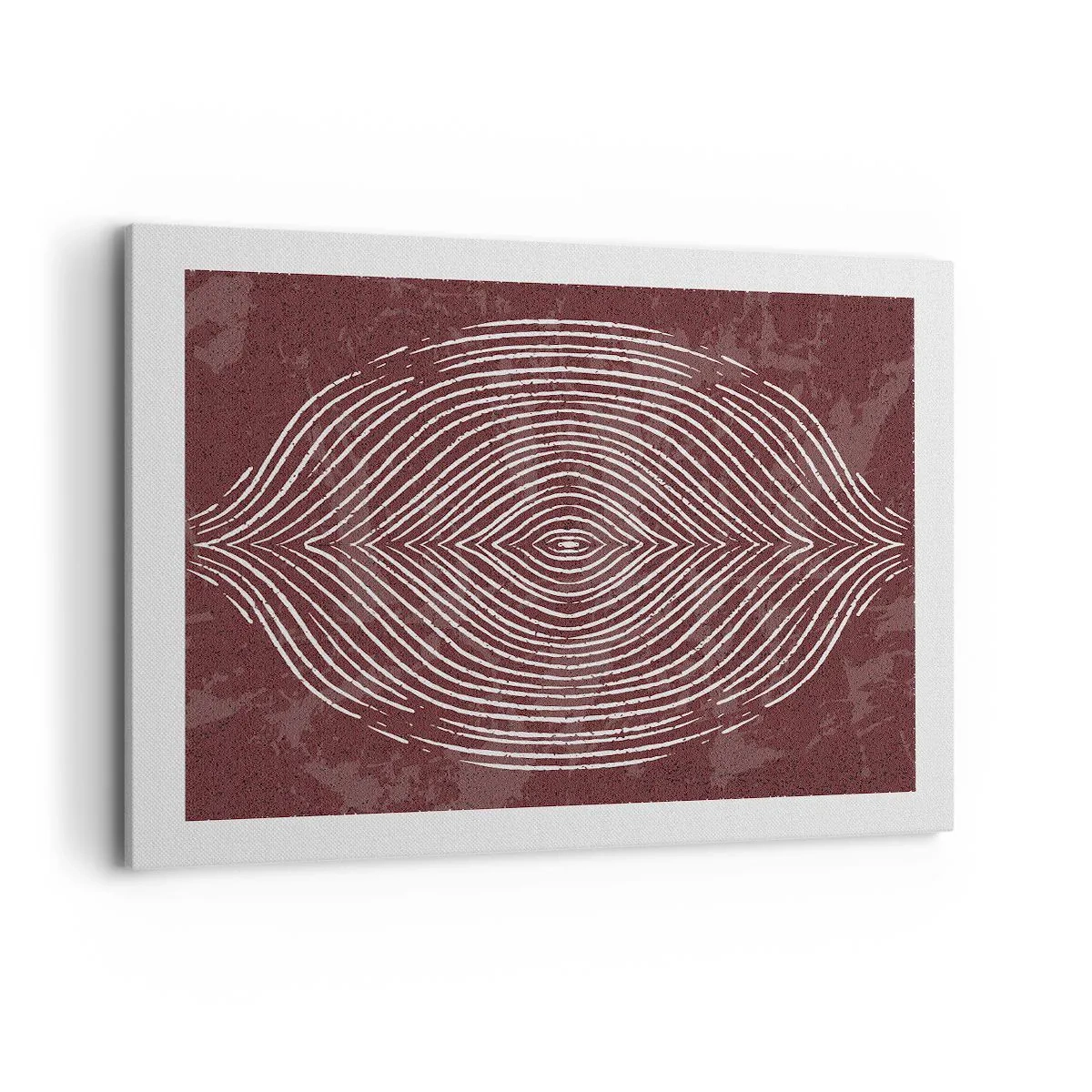 Bild auf Leinwand - Leinwandbild - Symmetrische Wellen in weißen Linien auf braunem Hintergrund - 100x70cm - Der Raum spricht - Moderne Wanddekoration für Wohnzimmer und Schlafzimmer ARTTOR