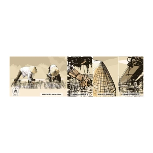 Fototapeten Muster Selbstklebend Deluxe Sticker - Erfolgreiche Ernte - Asien, Reisplantage, Reisfeld - 100x30 cm