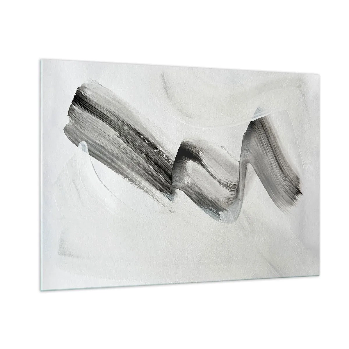 Glasbild - Bild auf glas - Grauer abstrakter Pinselstrich auf hellem Hintergrund - 100x70cm - Lässig zum Spaß - Moderne Wanddekoration für Wohnzimmer und Schlafzimmer ARTTOR