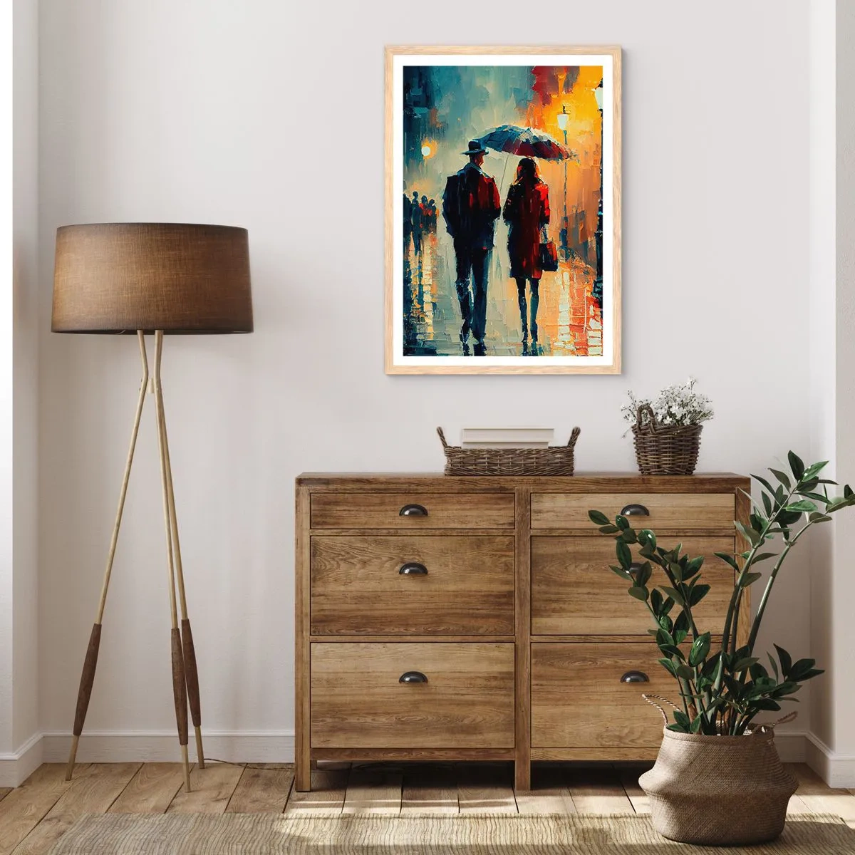 Poster in einem Rahmen aus heller Eiche - Urbane Liebesgeschichte - 50x70 cm