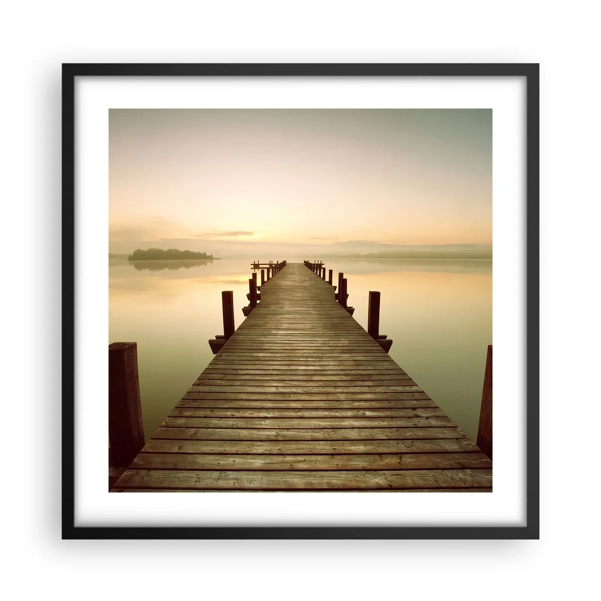 Poster in einem schwarzem Rahmen - Tagesanbruch, Morgendämmerung, Licht - 50x50 cm