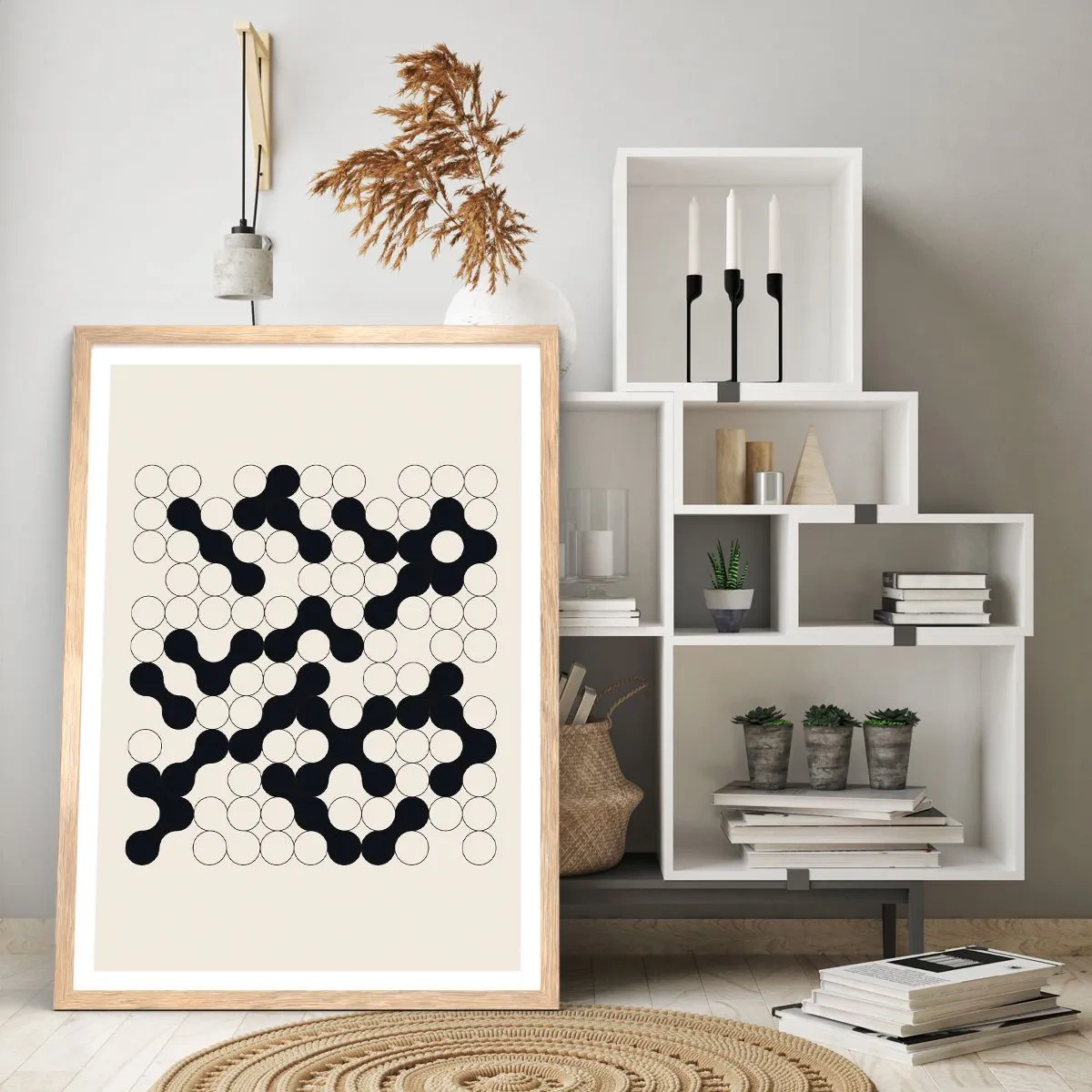 Poster in einem Rahmen aus heller Eiche - Chinesisches Spiel – Variation - 30x40 cm