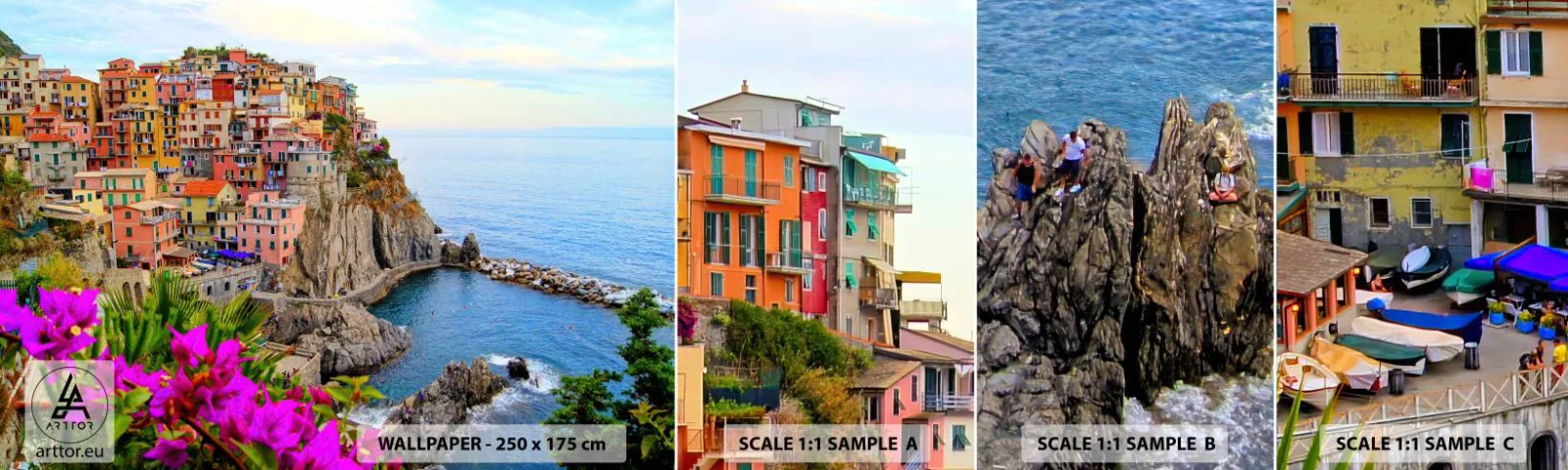 Fototapetenmuster Standard Eco - Lachende Stadt - Landschaft, Manarol, Italien - 100x30 cm