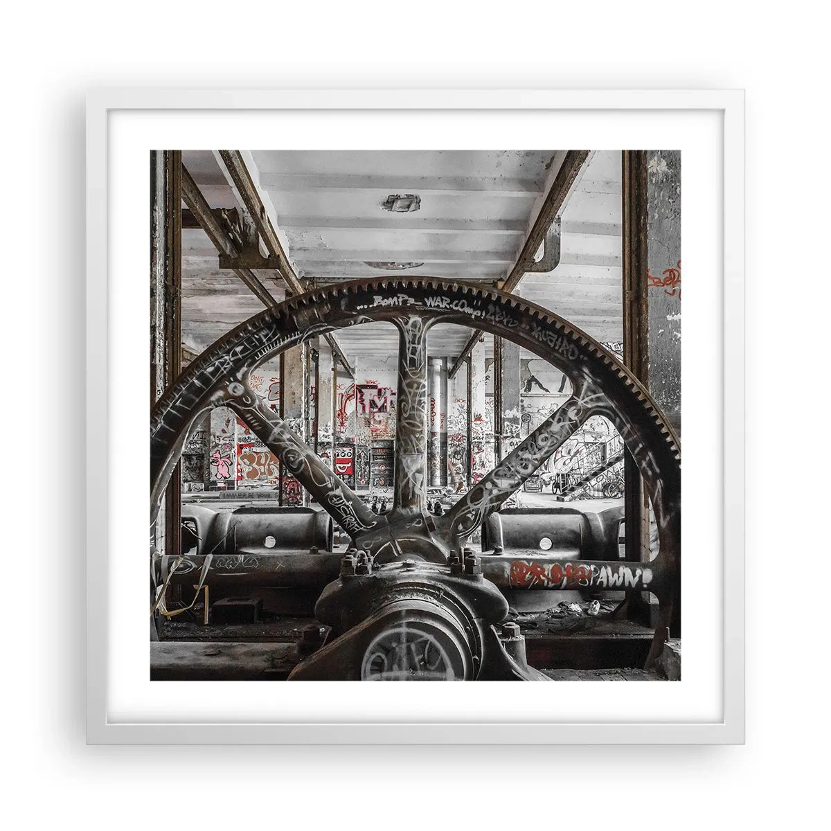 Poster in einem weißen Rahmen - Das geheime Leben der Fabrik - 50x50 cm