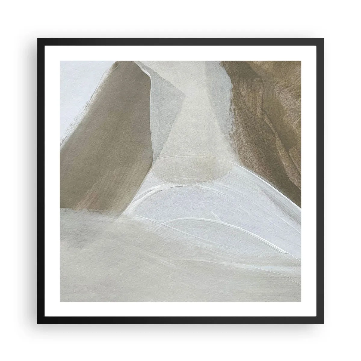 Poster in einem schwarzem Rahmen - Welle aus Weiß - 60x60 cm