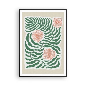 Poster in einem schwarzem Rahmen - Aufgeblüht in Grün - 70x100 cm