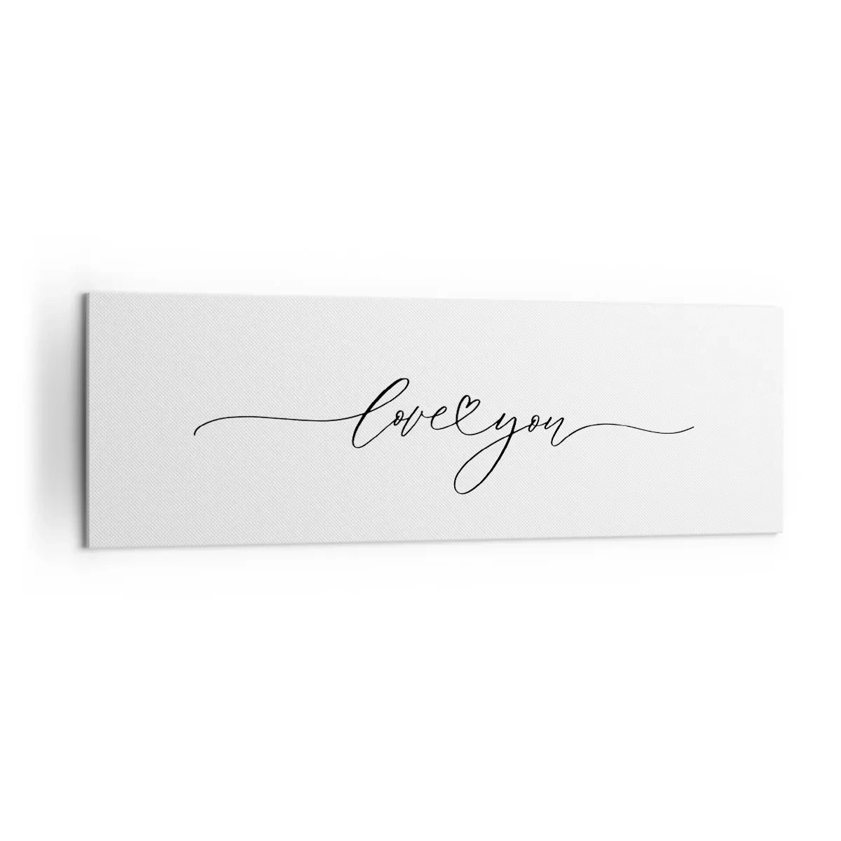 Bild auf Leinwand - Leinwandbild - Die Aufschrift „Ich liebe dich“ in eleganter Schriftart - 160x50cm - Schwarz auf weiß - Moderne Wanddekoration für Wohnzimmer und Schlafzimmer ARTTOR