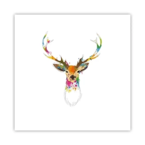 Poster - Ein mildes Reh in Farbe getaucht - 40x40 cm
