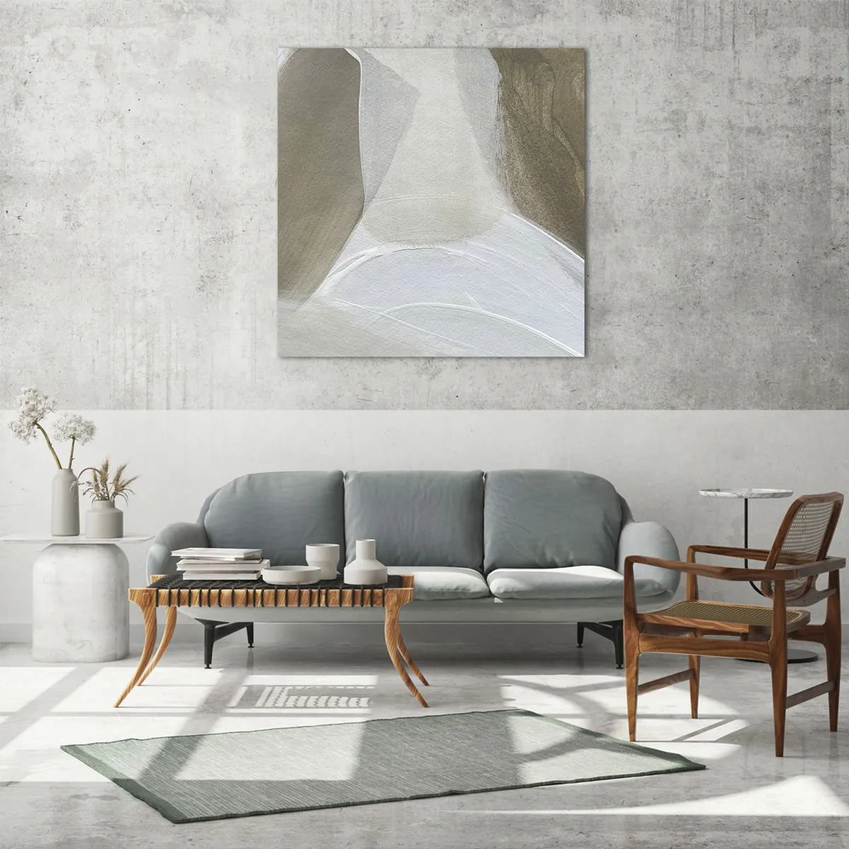 Glasbild - Bild auf glas - Welle aus Weiß - 60x60 cm