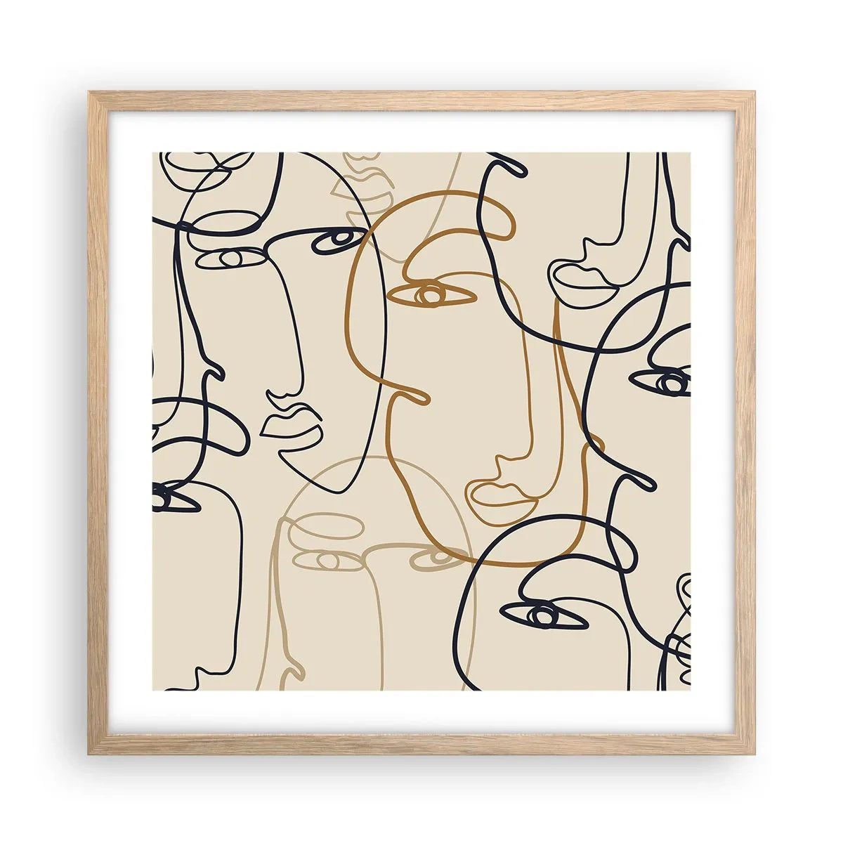 Poster in einem Rahmen aus heller Eiche - Das Porträt wird multipliziert - 50x50 cm