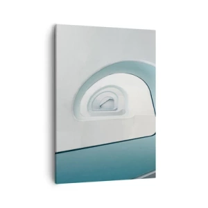 Bild auf Leinwand - Leinwandbild - Minimalistische Architektur mit abgerundeten Linien - 50x70cm - Bis zum Ende des Blaus - Moderne Wanddekoration für Wohnzimmer und Schlafzimmer ARTTOR