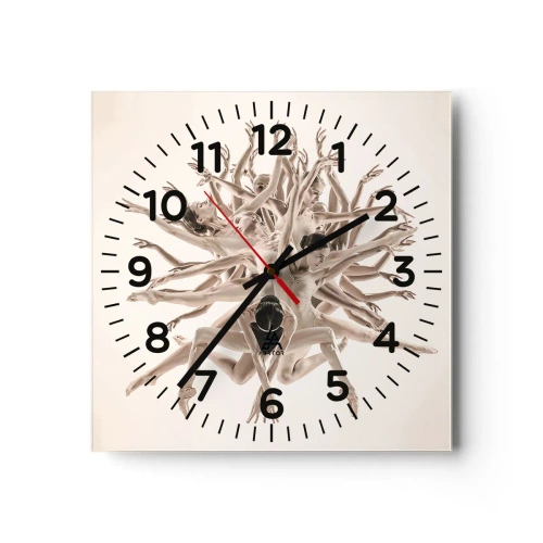 Wanduhr - Glasuhr - Aufblühen im Tanz - 40x40 cm