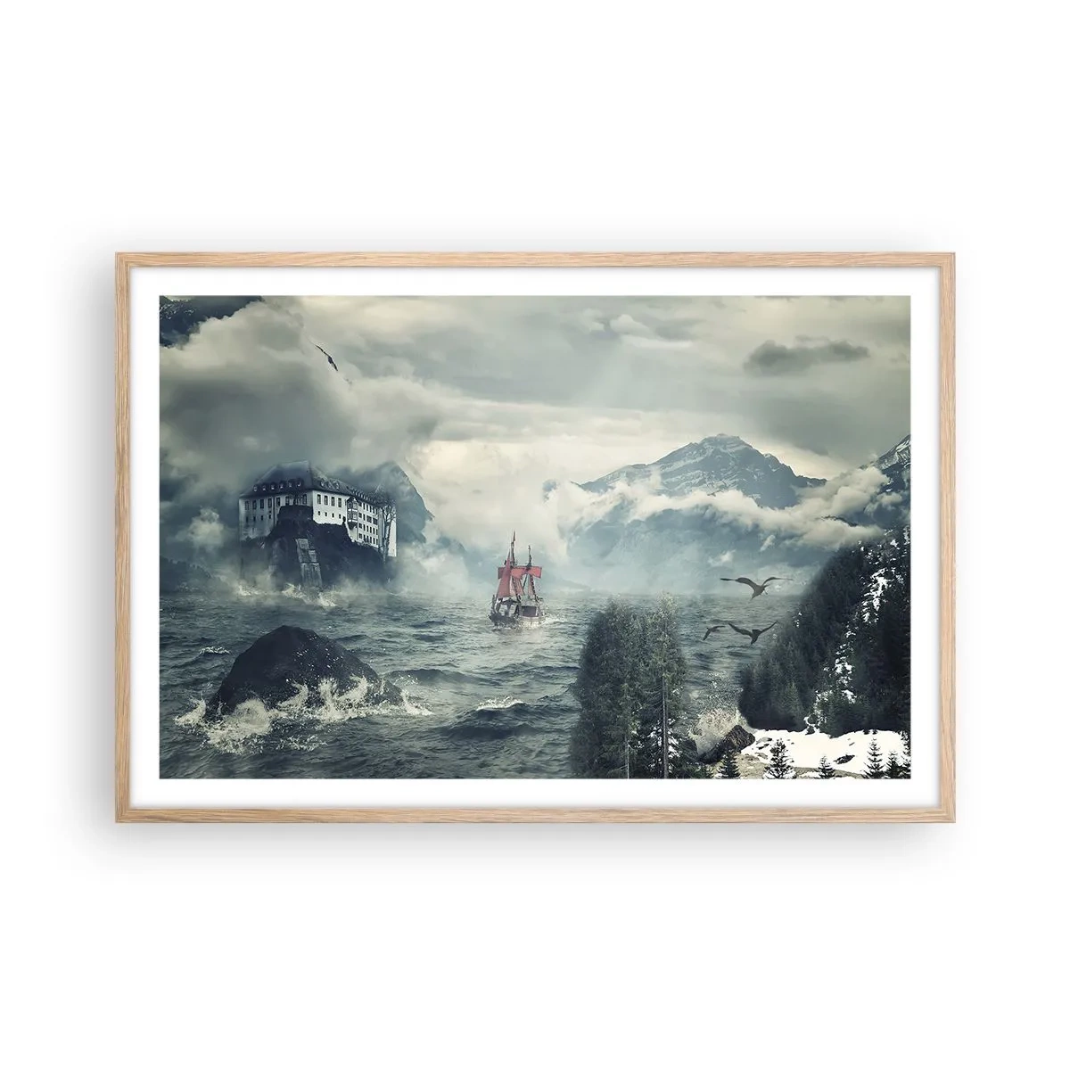 Poster in einem Rahmen aus heller Eiche - In magischen Gewässern - 91x61 cm