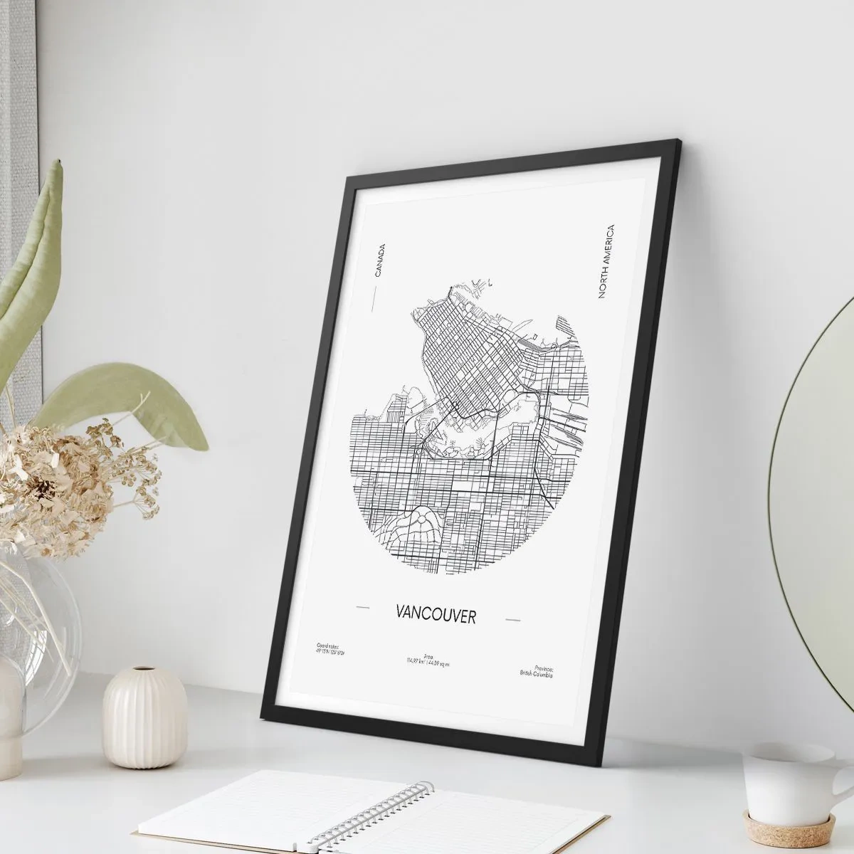 Poster in einem schwarzem Rahmen - Anatomie von Vacouver - 40x50 cm