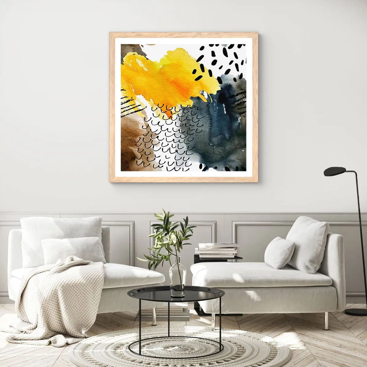 Poster in einem Rahmen aus heller Eiche - Ein Treffen der Elemente der Natur - 30x30 cm