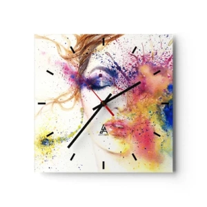 Wanduhr - Glasuhr - Regenbogenschwindel - 40x40 cm