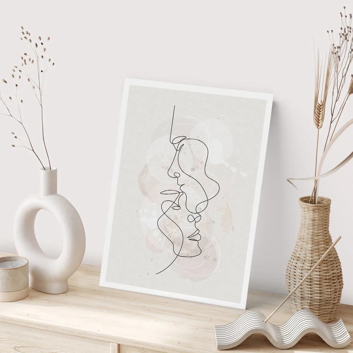 Poster - Minimalistische Gesichtskunst mit einer einzigen Linie - 50x70cm - Verstrickt in eine Umarmung - Moderne Wanddekoration für Wohnzimmer und Schlafzimmer ARTTOR