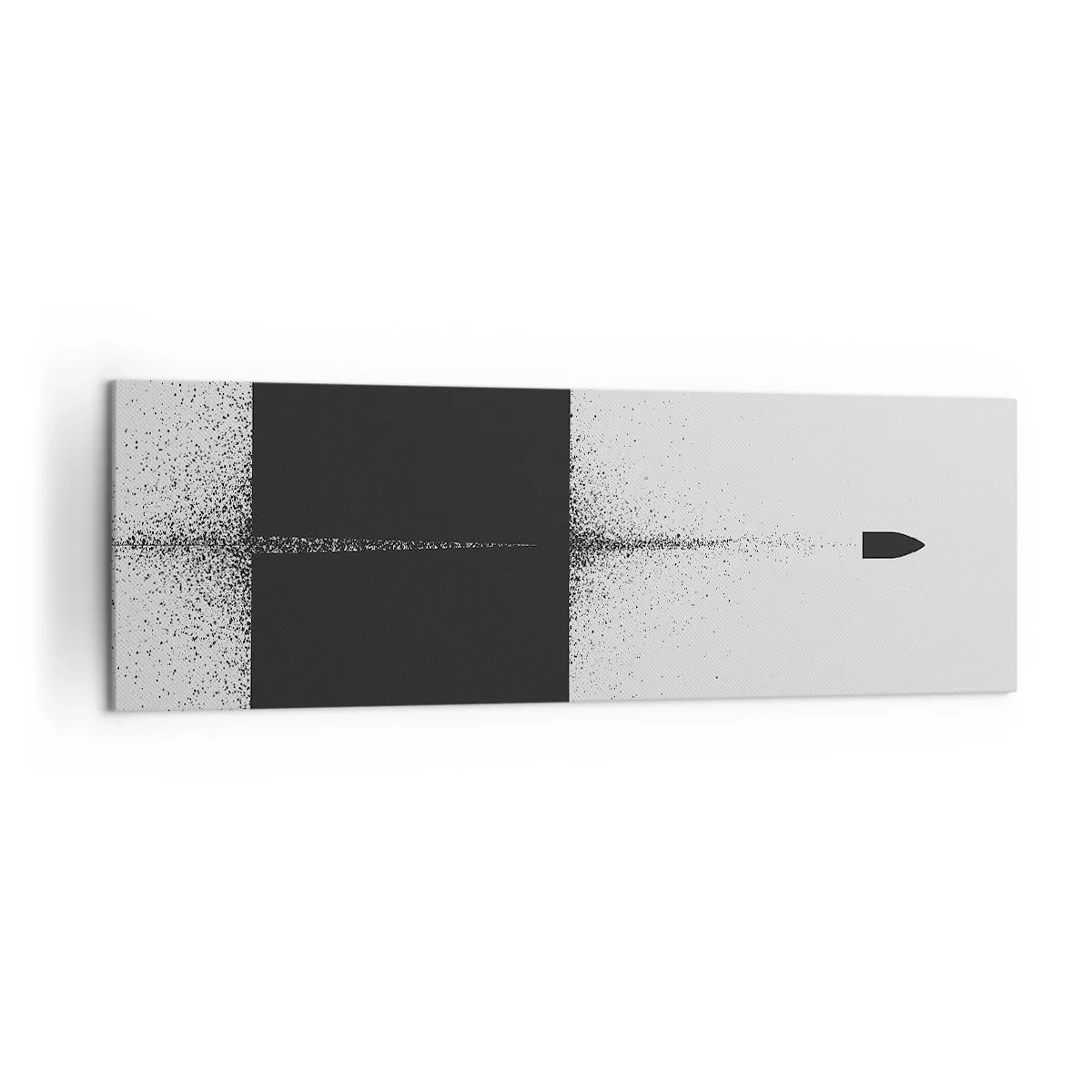 Bild auf Leinwand - Leinwandbild - Ein symbolisches Projektil im minimalistischen, abstrakten Stil. - 160x50cm - Direkt zum Ziel - Moderne Wanddekoration für Wohnzimmer und Schlafzimmer ARTTOR