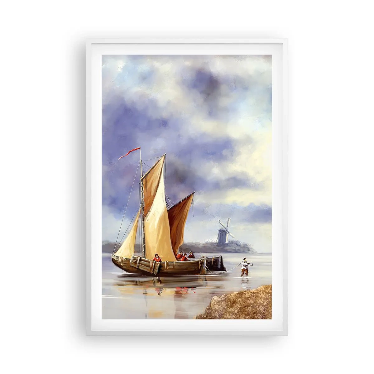Poster in einem weißen Rahmen - Die Rückkehr der Seeleute - 61x91 cm