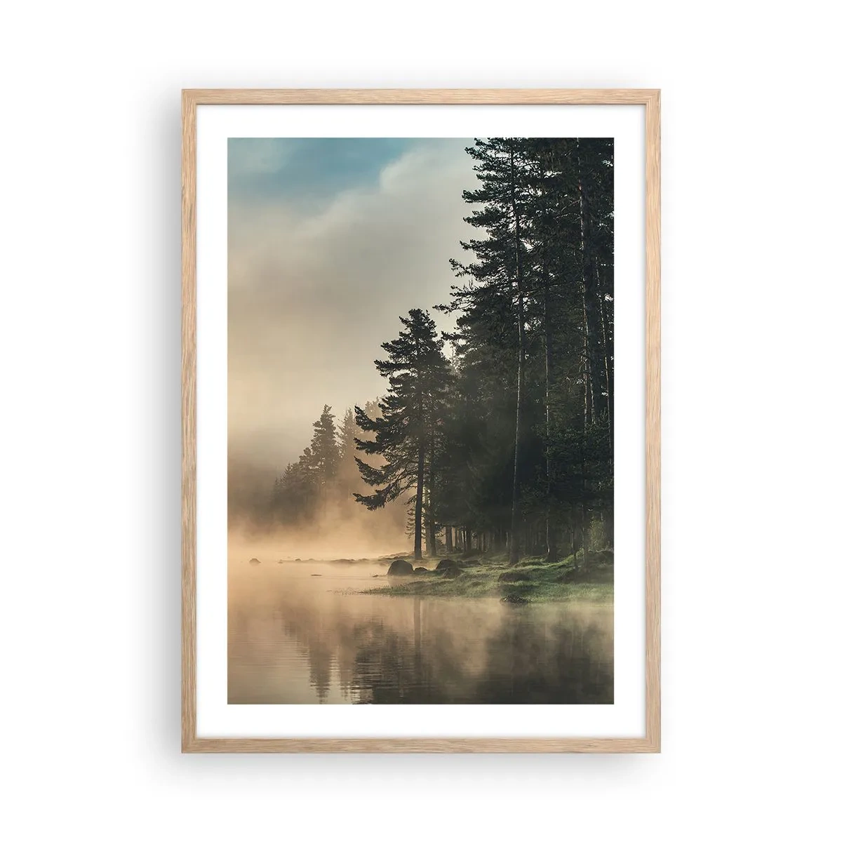 Poster in einem Rahmen aus heller Eiche - Die Geburt des Tages - 50x70 cm