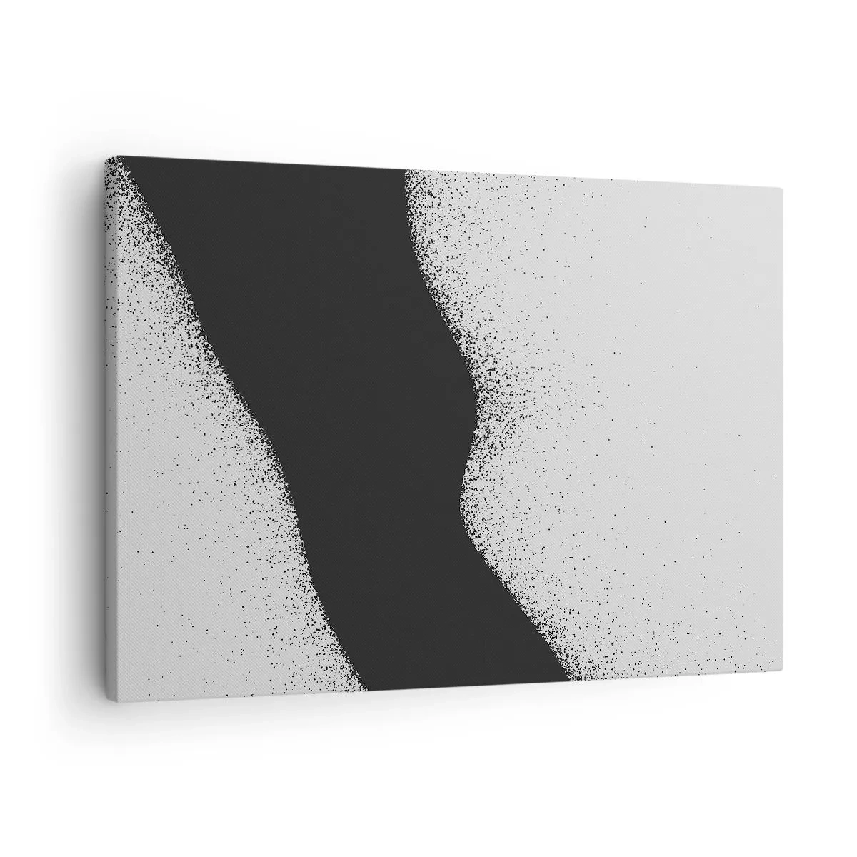 Bild auf Leinwand - Leinwandbild - Abstraktes schwarz-weißes Muster mit zarten Punkten auf Leinwand - 70x50cm - Flüssiges Gleichgewicht - Moderne Wanddekoration für Wohnzimmer und Schlafzimmer ARTTOR