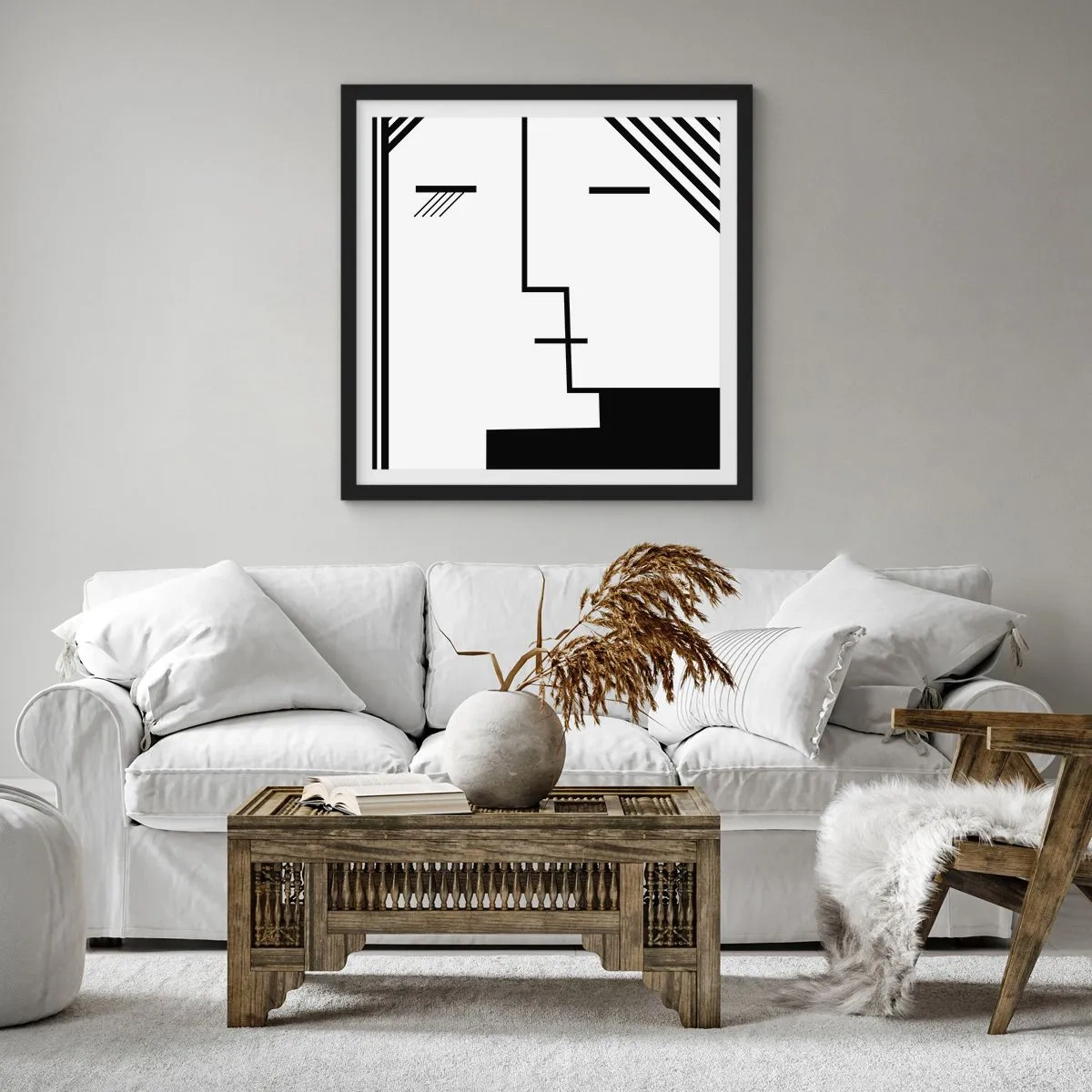 Poster in einem schwarzem Rahmen - Einfach ein Kuss - 60x60 cm