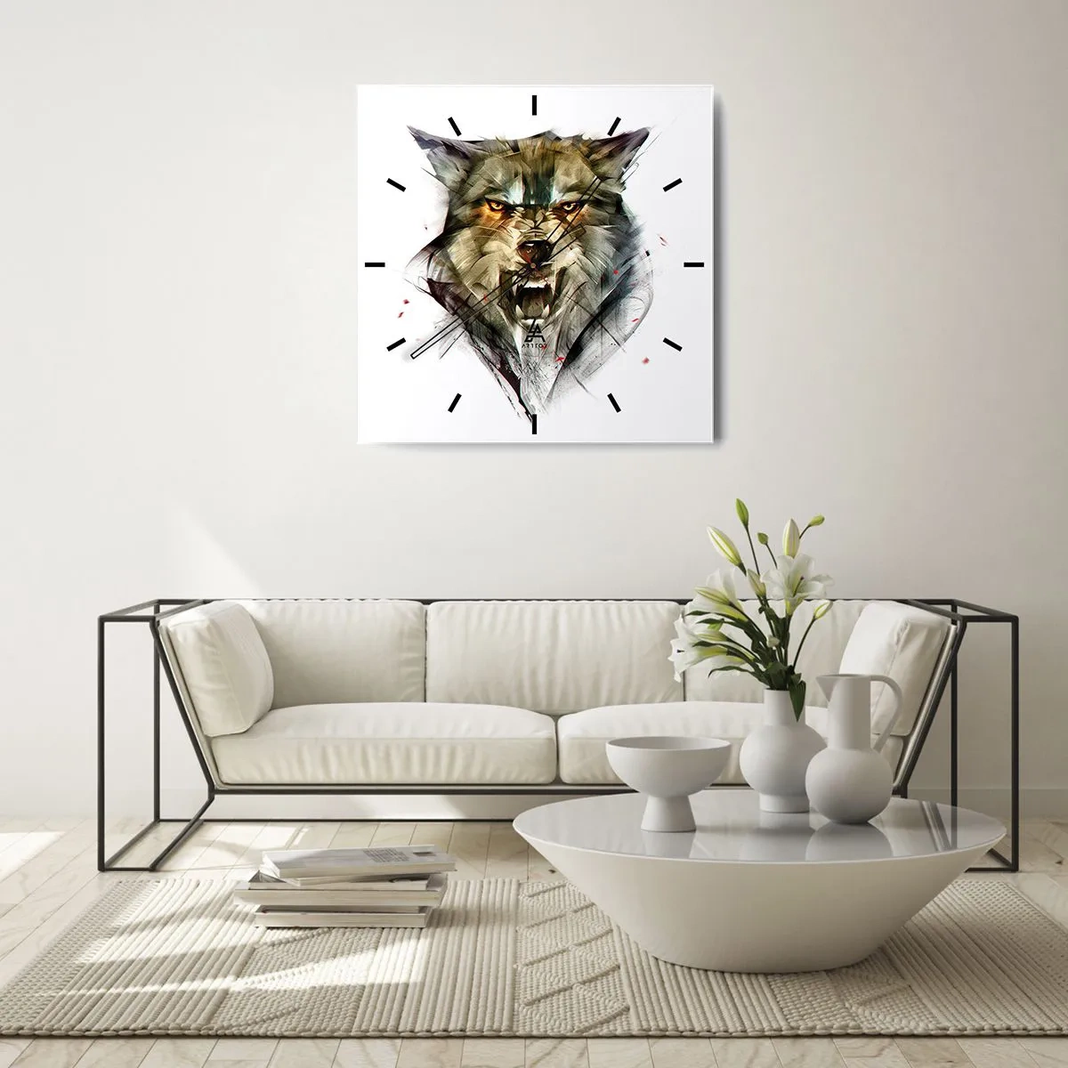 Wanduhr - Glasuhr - Kein Schritt näher! - 30x30 cm