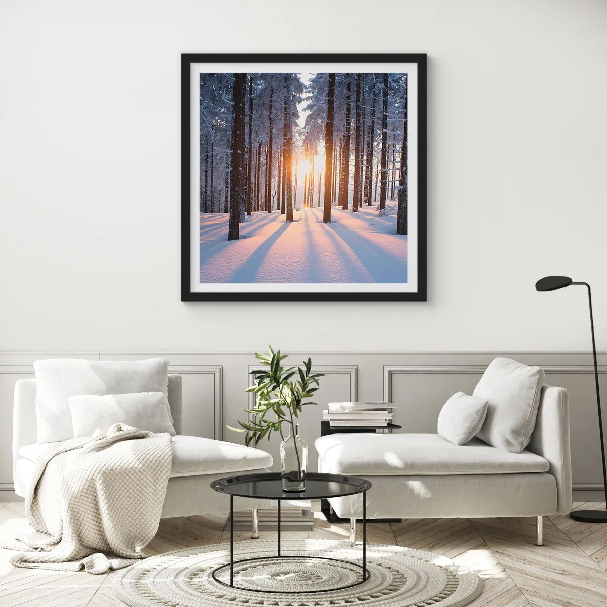 Poster in einem schwarzem Rahmen - Ganz klar schwarz auf weiß - 60x60 cm