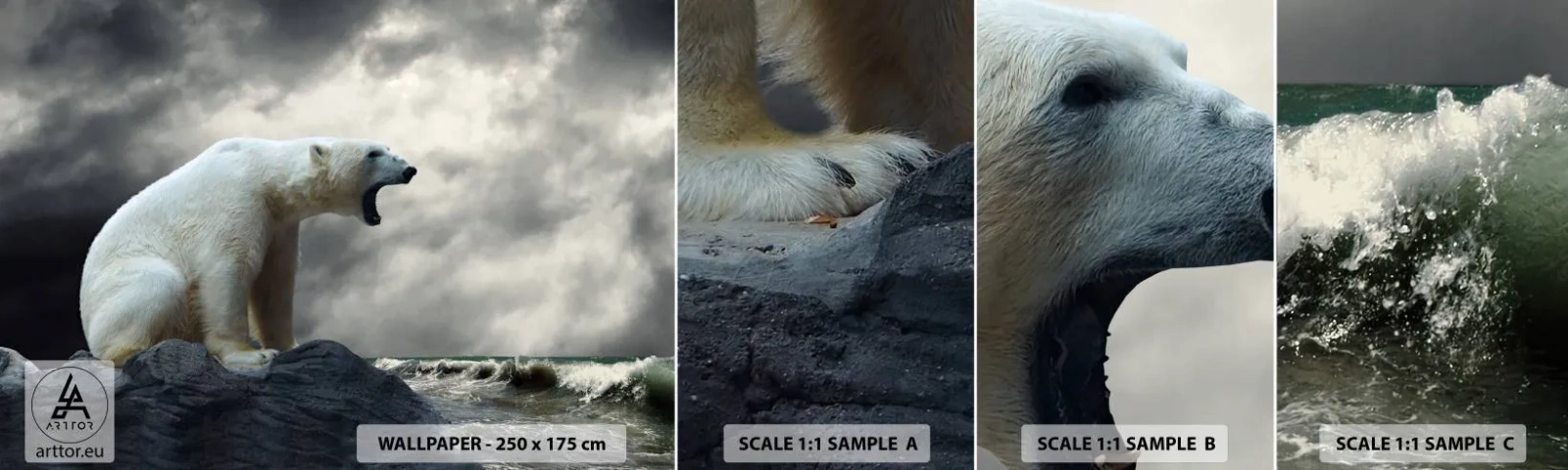 Fototapeten Muster Selbstklebend Deluxe Sticker - Der einsame König der Arktis - Tiere, Eisbär, Ozean - 100x30 cm