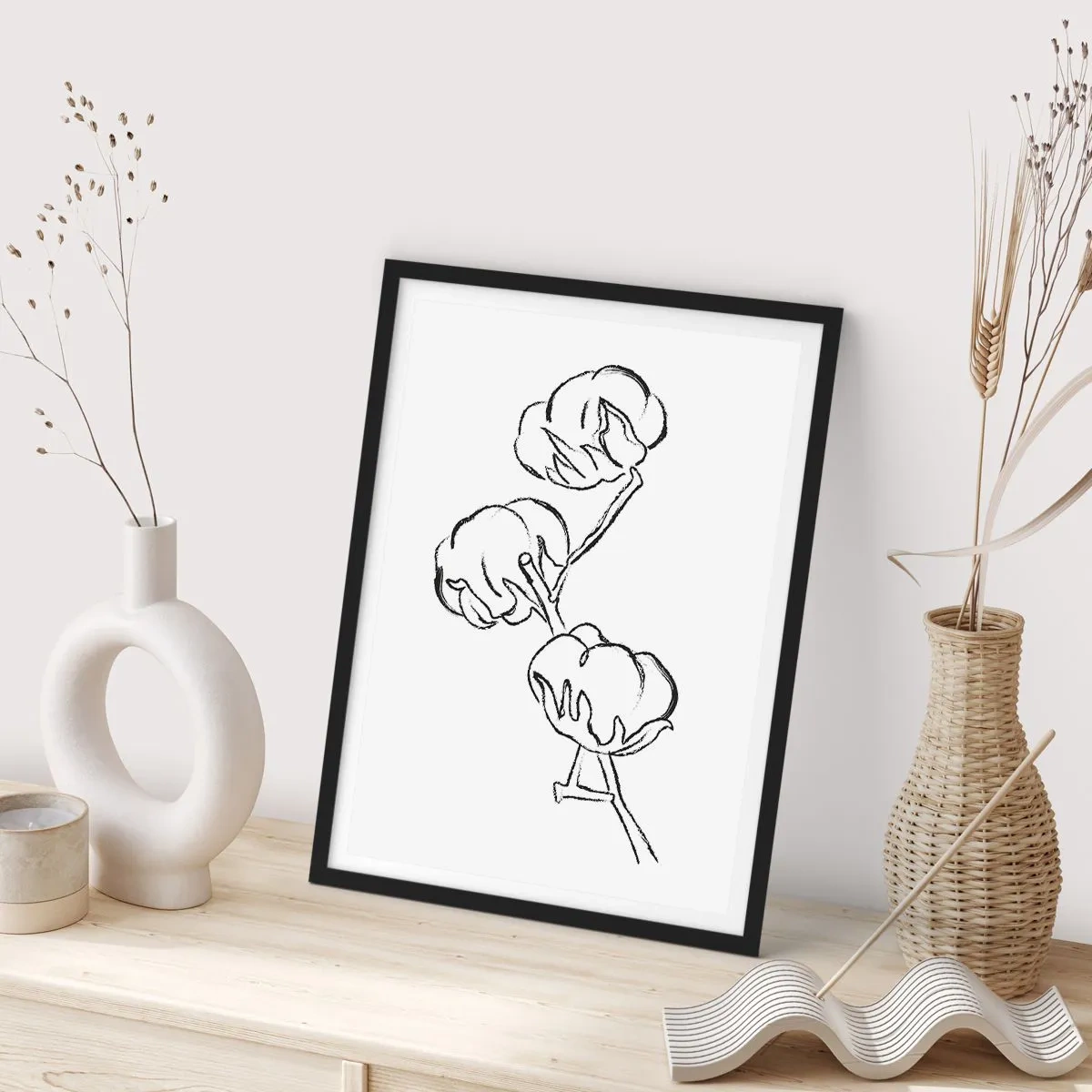 Poster in einem schwarzem Rahmen - Baumwolldaunen - 30x40 cm