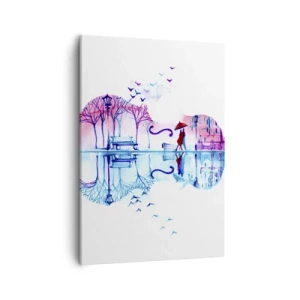 Bild auf Leinwand - Leinwandbild - Stadtsilhouette in Form einer Violine in Aquarellfarben - 50x70cm - Ich bringe dir ein paar Regenbögen - Moderne Wanddekoration für Wohnzimmer und Schlafzimmer ARTTOR