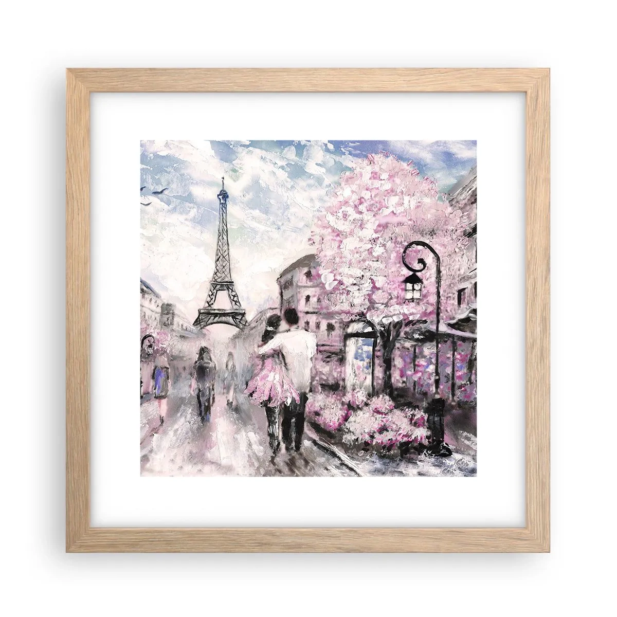 Poster in einem Rahmen aus heller Eiche - Wie man sich verlieben kann, ist nur in ... - 30x30 cm