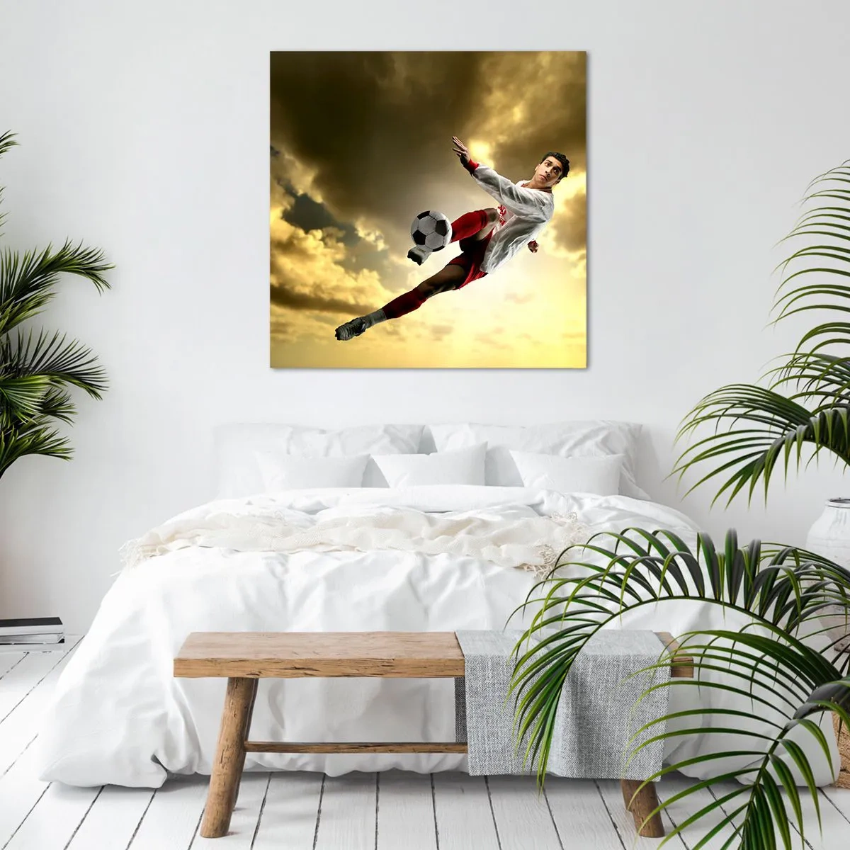 Bild auf Leinwand - Leinwandbild - Fußballhimmel - 70x70 cm