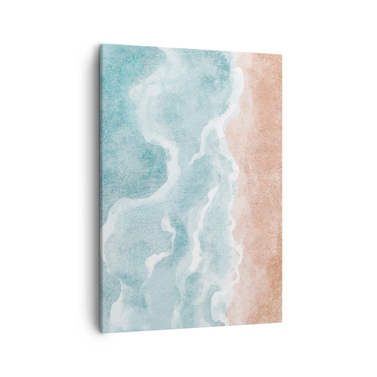Bild auf Leinwand - Leinwandbild - Abstrakter Strand mit Wellen in Blau- und Beigetönen - 50x70cm - Cloud-Abstraktion - Moderne Wanddekoration für Wohnzimmer und Schlafzimmer ARTTOR
