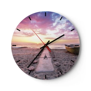 Wanduhr - Glasuhr - Strandweg führt in Richtung Sonnenuntergang - 30x30cm - Ein Moment tiefer Erfahrung - Moderne Wanddekoration für Wohnzimmer, Küche und Schlafzimmer ARTTOR