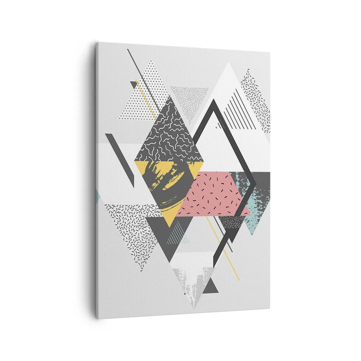Bild auf Leinwand - Leinwandbild - Geometrische Muster auf hellem Hintergrund - 50x70cm - Variation über Dreieck und Raute - Moderne Wanddekoration für Wohnzimmer und Schlafzimmer ARTTOR