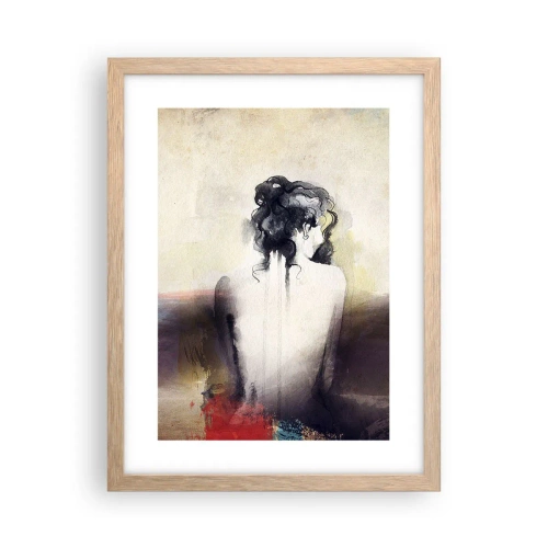 Poster in einem Rahmen aus heller Eiche - Glatte Linien, ovale Formen - 30x40 cm