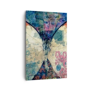 Bild auf Leinwand - Leinwandbild - Schmetterling in einem abstrakten künstlerischen Hintergrund mit bunten Details - 80x120cm - Subtile Zerbrechlichkeit - Moderne Wanddekoration für Wohnzimmer und Schlafzimmer ARTTOR