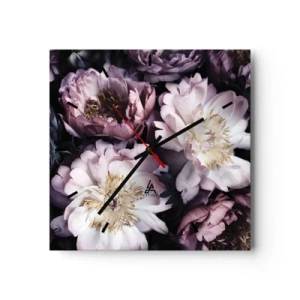 Wanduhr - Glasuhr - Blumenstrauß im alten Stil - 40x40 cm